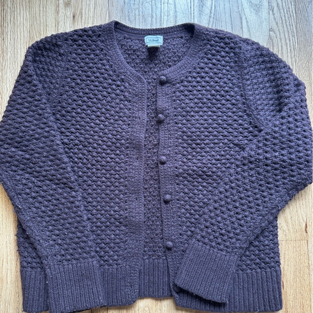 Wool llbean cardigan, dark brown